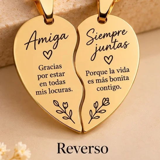 Cad. set duo corazon grabado amigas acero 45cm - CAG905 - Foto 1