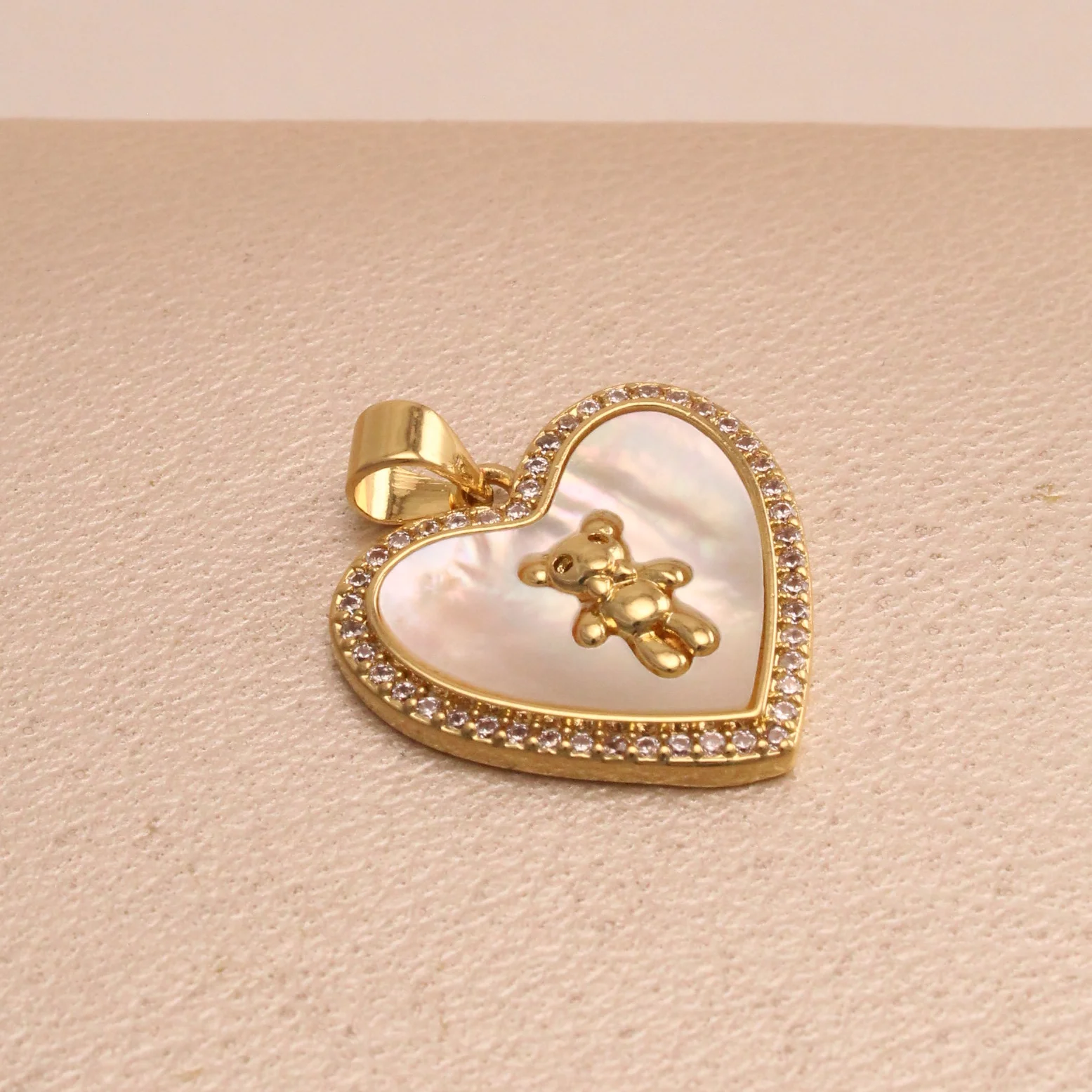 Dij. corazon nacar oso rodio 2cm - DRG838 - Foto 1