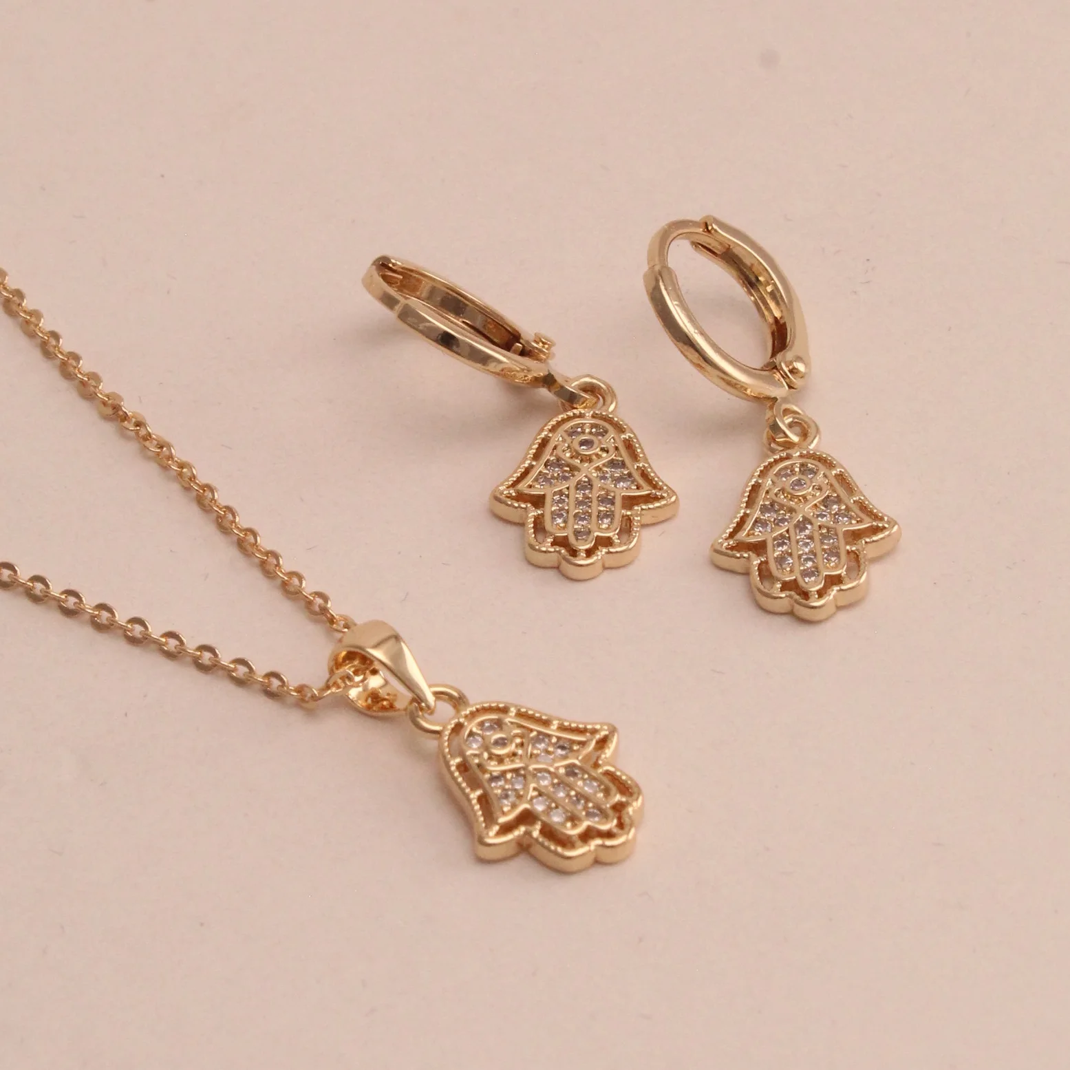 Set. juego mano hamsa zircon rodio 45cm - NRG322 - Foto 1