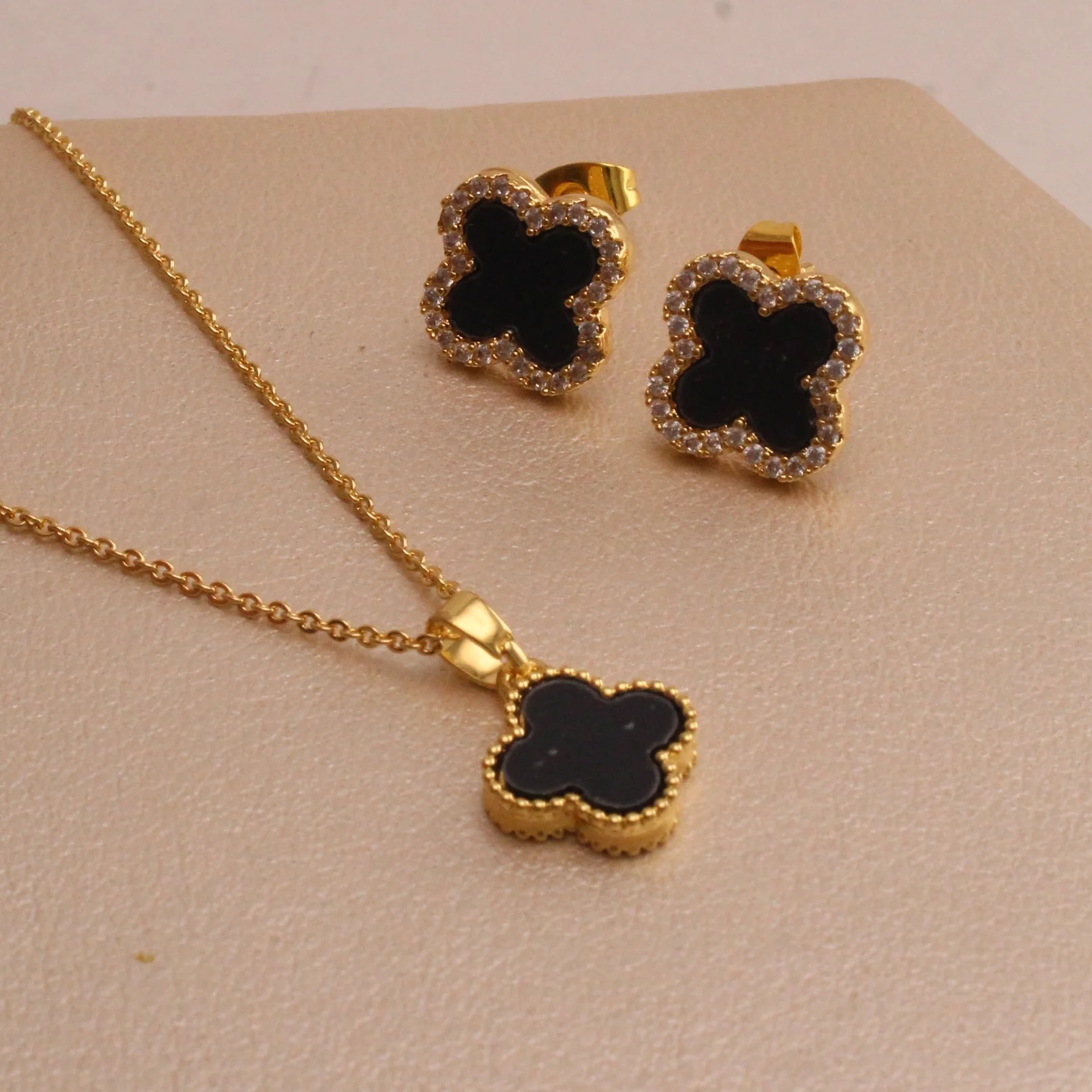 Set. trebol zircones colores rodio - NRG755 - Foto 1