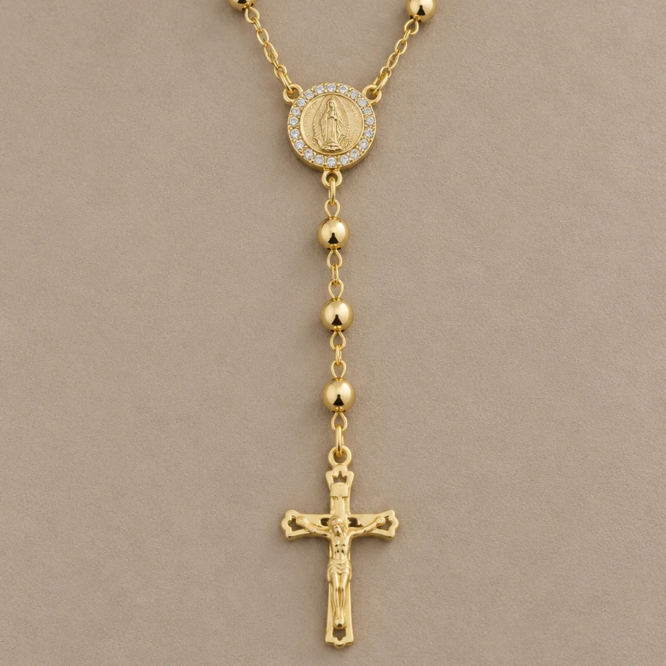 Cad. cm rosario guadalupe circon b6 rodio 60cm - ORG146