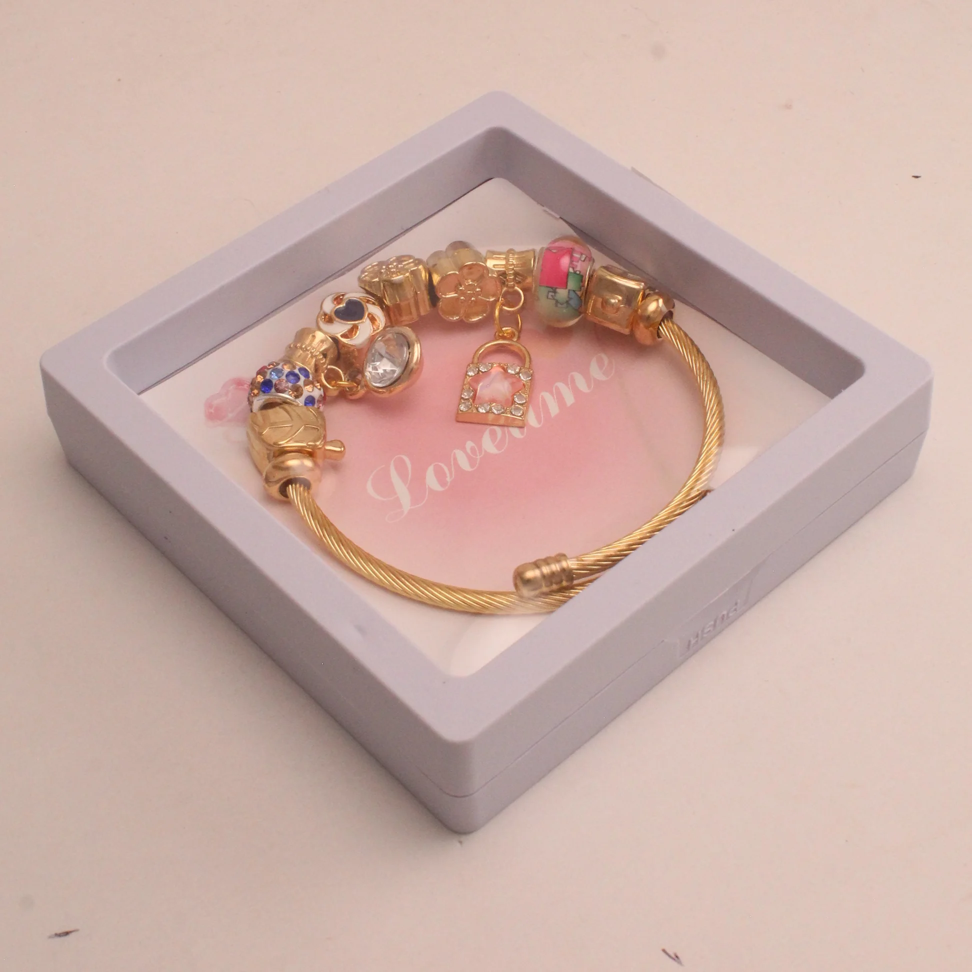 Pul. tipo pan. candado rosa rodio graduable - PAN021