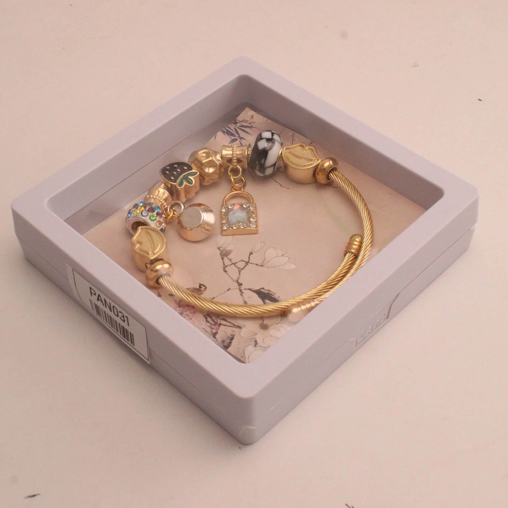 Pul. tipo pan. candado cristal rodio graduable - PAN031