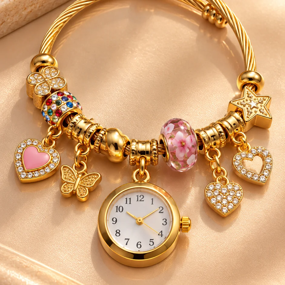 Pul. tipo pan reloj corazon cristal morado acero graduable - PAN074 - Foto 1