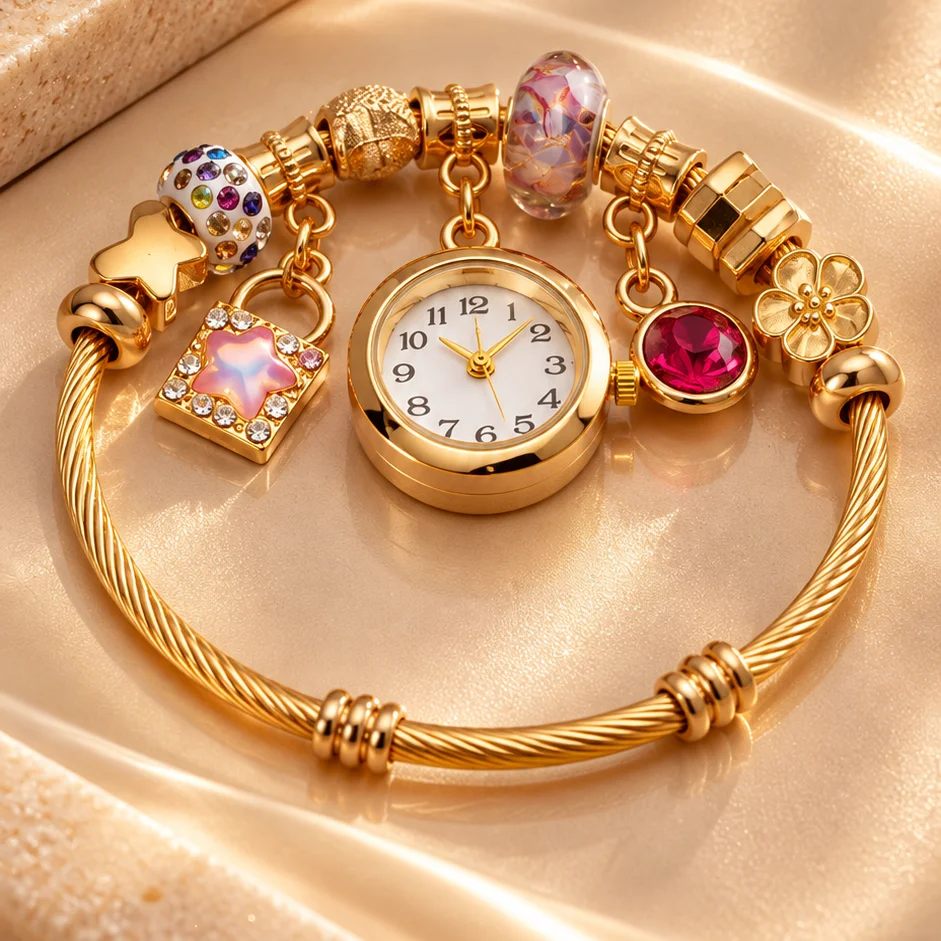 Pul. tipo pan reloj candado rosa acero graduable - PAN078 - Foto 1