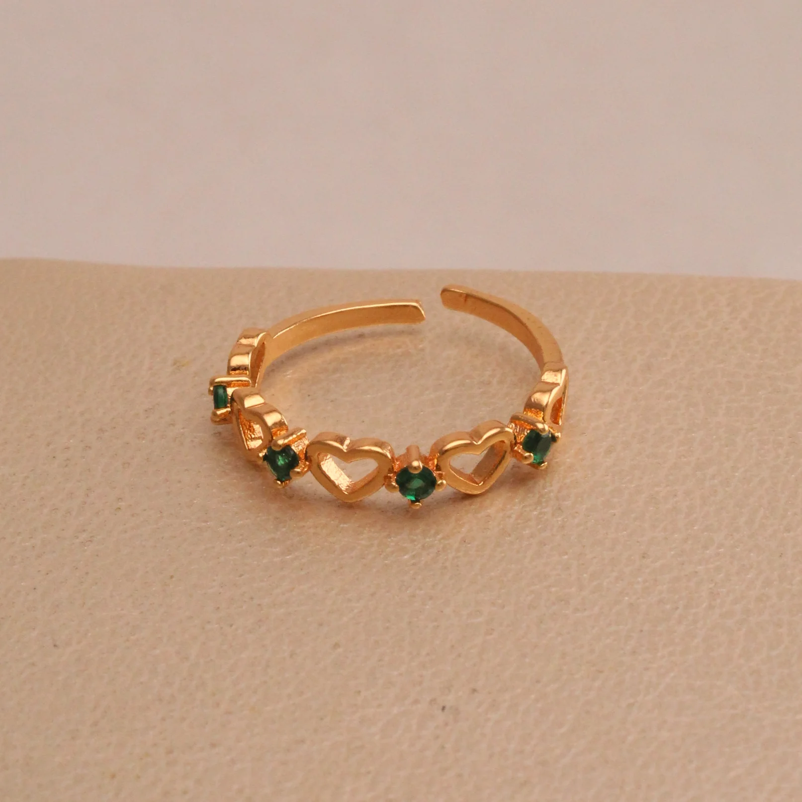 Ani. corazones con piedra verde r rodio graduable - RRG634 - Foto 1