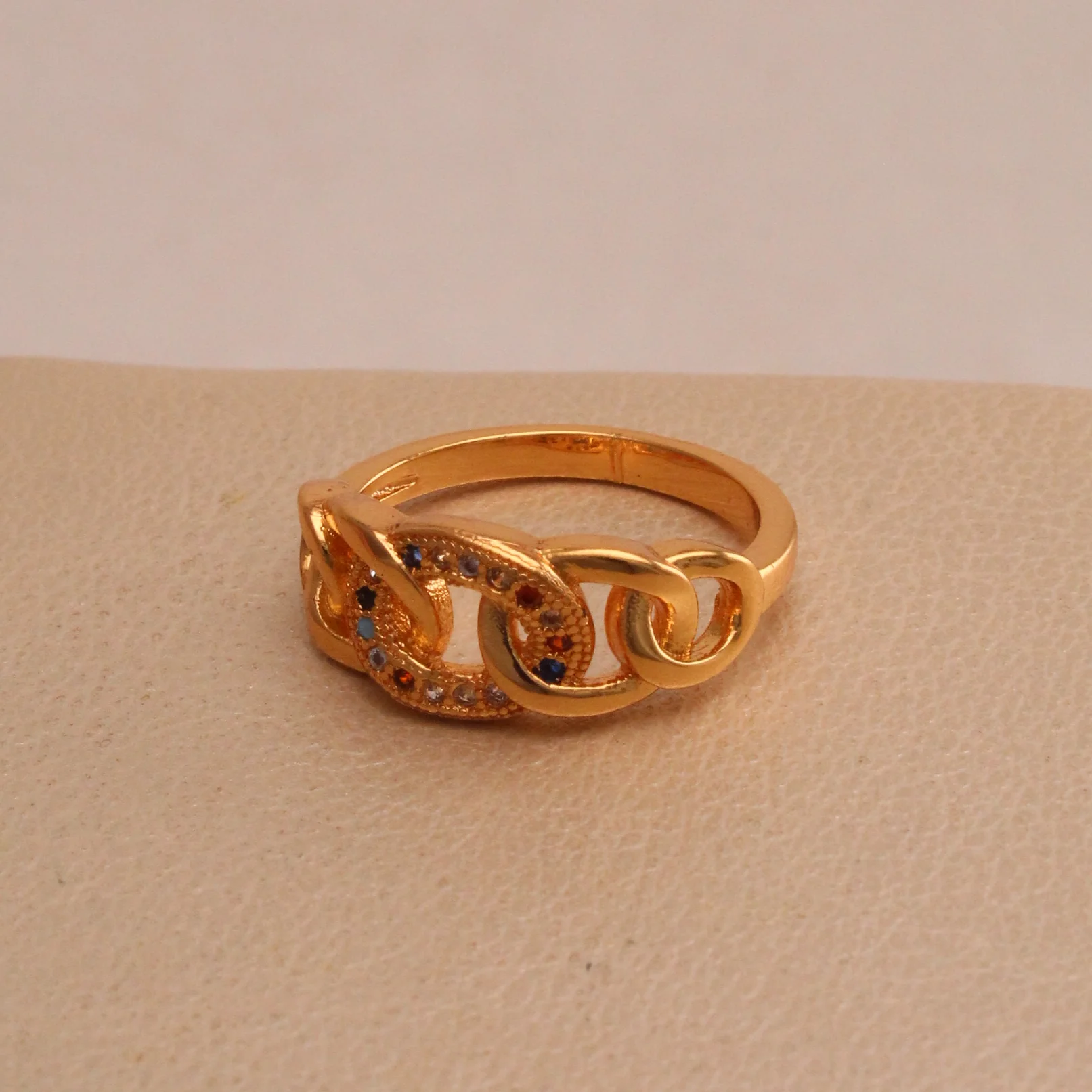 Ani. eslabon zircones talla 8 dorado rodio - RRG761