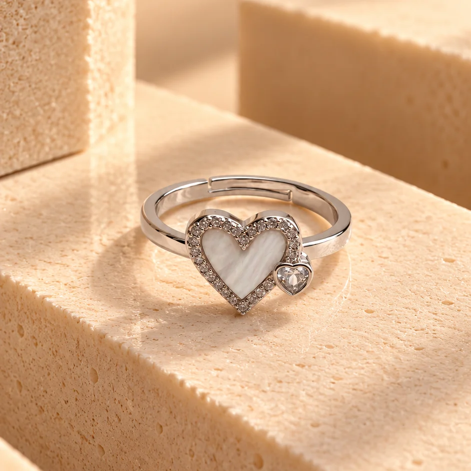 Ani. corazon plateado rodio graduable - RRS350 - Foto 1