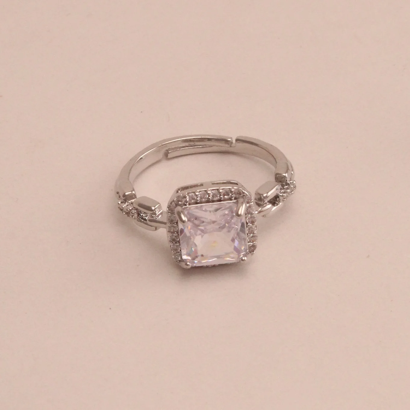 Ani. cristal cuadrado plateado rodio graduable - RRS906 - Foto 1