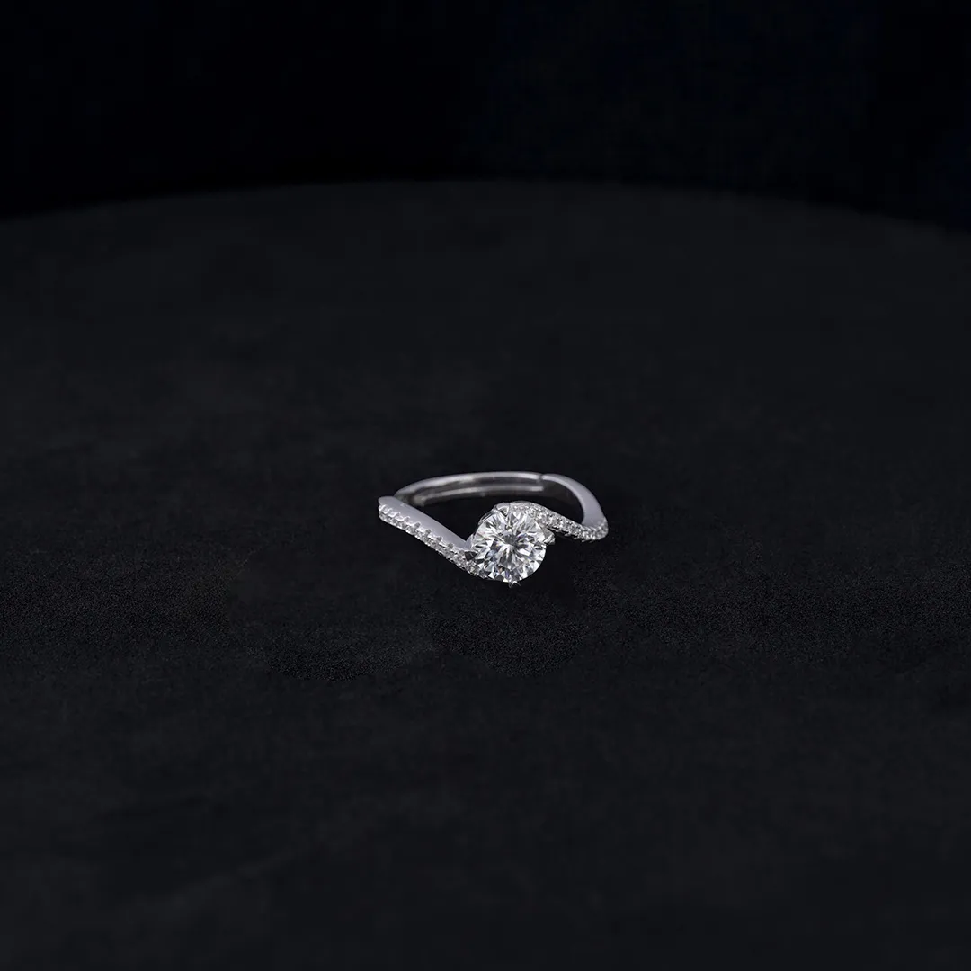 A Solitario Moisanita Twist Pave Ajustable - S-14022 - Foto 1